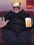  2020 3:4 alcohol anthro beer belly beverage clothing detailed_background drunk furniture hi_res hoodie humanoid_hands kemono kumao male mammal overweight overweight_anthro overweight_male sitting sofa solo substance_intoxication topwear ursid 