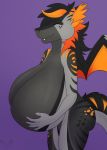  anthro breasts deanwolfwood dragon female growth hi_res horn hyper scalie solo spots stripes wings ych_(character) 