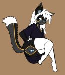  anthro bare_shoulders blush breasts clothing felid feline female hair hi_res legwear long_hair machine mammal oversized_shirt panties robot scorpdk solo stockings underwear warning_(fluff-kevlar) 