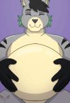 animated anthro belly canid canine canis deanwolfwood fatfur jiggle male mammal organs overweight overweight_anthro overweight_male piercing sale short_playtime solo stomach stripes wolf ych_(character) 