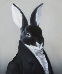  ambiguous_gender black_body black_fur buridanscat feral fur lagomorph leporid mammal oil_painting_(artwork) painting_(artwork) rabbit realistic solo traditional_media_(artwork) 