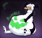  2020 anthro belly big_belly bunnicula bunnicula_(series) denaturedalbumin feet group halloween hand_on_stomach hi_res holidays lagomorph leporid male mammal neck_bulge oral_vore overweight rabbit simple_background sitting swallowing text vore white_belly 