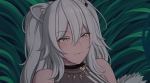  1girl :3 animal_ears bangs bare_shoulders blush closed_mouth earrings eyebrows_visible_through_hair fur-trimmed_jacket fur_trim grey_eyes grey_hair hair_between_eyes hololive jacket jewelry lion_ears lion_girl long_hair looking_at_viewer lvl_(sentrythe2310) off_shoulder scene_reference shishiro_botan smile solo the_lion_king virtual_youtuber 