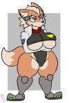  absurd_res anthro big_breasts breasts canid canine crossed_arms crossgender female fox fox_mccloud hi_res kingretrokirby mammal nintendo robotic_legs solo star_fox thick_thighs under_boob video_games 