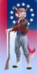  1:2 2019 american_civil_war anthro canid canine clothed clothing confederate_flag confederate_states_of_america detailed_background eyebrows female flag_background fluffy fluffy_tail fox freckles fully_clothed fur grey_body grey_fur gun hair hi_res looking_up mammal military military_clothing military_jacket military_pants military_uniform orange_hair pimpartist pink_nose pose ranged_weapon rifle solo traditional_media_(artwork) undercover uniform weapon yellow_eyes zouave 