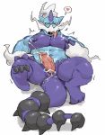  &lt;3 3_toes animal_genitalia blue_body blush bodily_fluids claws cum cum_drip cumshot dripping ejaculation electricity genital_fluids genital_slit genitals hi_res horn huger_smot humanoid_genitalia humanoid_penis legendary_pok&eacute;mon lying male masturbation muscular muscular_male nintendo nipple_fetish nipple_pinch nipple_play nipples on_back open_mouth pecs penis pinch pink_penis pok&eacute;mon pok&eacute;mon_(species) simple_background slit solo speech_bubble sweat thundurus thundurus_(therian_form) toe_claws toes tongue tongue_out video_games white_background 