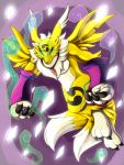  2_tails 3:4 absurd_res digimon digimon_(species) dipstick_tail heart-of-a-dragoness hi_res jewelry multi_tail multicolored_tail necklace renamon_x shards solo x-digimon 