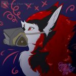  1:1 ambiguous_gender covid-19_pandemic facemask fur gyan_nightwolf hi_res red_body red_eyes red_fur sergal solo 