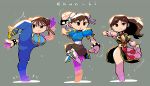  :&lt; alternate_costume boots bracelet breasts brown_hair character_name china_dress chinese_clothes chun-li cleavage double_bun dress fighting_stance highres jewelry leg_up long_hair multiple_persona official_alternate_costume pantyhose pelvic_curtain rariatto_(ganguri) shoes sneakers spiked_bracelet spikes street_fighter street_fighter_ii_(series) street_fighter_v street_fighter_zero_(series) studded_bracelet 