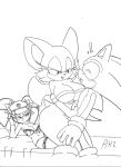  2015 anthro being_watched big_breasts breasts chiropteran cleavage clothed clothing domestic_cat eulipotyphlan felid feline felis female grope group hedgehog hi_res honey_the_cat imminent_sex looking_at_another male male/female mammal monochrome pen_(artwork) rouge_the_bat skimpy sonic_the_fighters sonic_the_hedgehog sonic_the_hedgehog_(series) superbunnygt traditional_media_(artwork) underwear voyeur 