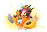  2020 anthro armor arthropod bee charmy_bee clothing eyewear finikart food footwear fruit gloves goggles handwear headgear helmet hi_res hymenopteran insect male open_mouth plant signature solo sonic_the_hedgehog_(series) tongue video_games wings yellow_eyes 