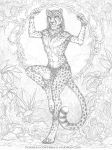  abs anthro bottomwear bracelet cheetah clothing dark_natasha felid feline jewelry loincloth looking_at_viewer male mammal monochrome necklace sitting solo vines 