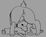  anus butt clothed clothing female feral genitals hair kisekitemiro mammal monochrome pussy semi-anthro simple_background solo tem temmie_(undertale) topwear undertale video_games white_body 
