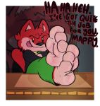  3_toes alpha_channel anthro dogeoisie feet feet_up felid feline foot_fetish foot_focus goro_(mappy) hi_res male mammal mappy soles solo toes video_games wrinkled_feet 