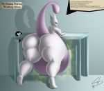  anthro big_bulge big_butt bulge butt english_text female huge_bulge huge_butt humanoid legendary_pok&eacute;mon mewtwo meyora nintendo pok&eacute;mon pok&eacute;mon_(species) remnartx starstrikex text thick_thighs video_games weight_gain xein_(starstrikex) 