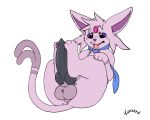  5:4 alpha_channel animal_genitalia animal_penis anus autofootjob balls big_penis black_penis canine_penis eeveelution espeon feral foot_fetish foot_play forehead_gem genitals iggy_(nagatsun) knot male masturbation nagatsun necktie nintendo penis pok&eacute;mon pok&eacute;mon_(species) simple_background solo transparent_background video_games 