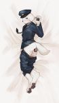  2020 anthro backsack balls bedroom_eyes black_necktie black_nose black_pawpads blue_bottomwear blue_clothing blue_hat blue_headwear blue_pants blue_suit blush bottomwear butt canid canine canis censored clothed clothing dakimakura_design domestic_dog floppy_ears fur genitals glans hat headgear headwear hi_res kemono kiyosan looking_at_viewer male mammal narrowed_eyes necktie pants pants_down partially_clothed pawpads penis pink_glans police_hat police_uniform seductive shirt solo topwear undressing uniform white_body white_clothing white_fur white_shirt white_topwear 