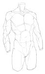  1boy abs anatomy collarbone headless kwin male_focus monochrome muscle navel original simple_background sketch solo white_background 