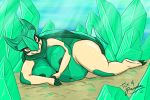  2020 anthro big_breasts breasts butt crema_(company) crystle_(temtem) female genitals looking_at_viewer nipples non-mammal_breasts nude pussy reptile scalie smile solo tekandprieda_(artist) temtem temtem_(species) video_games 