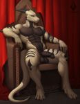  anthro chair digital_media_(artwork) digital_painting_(artwork) digitigrade dragon erection furniture genitals hi_res lumixdragonfey_(artist) male nude penis reclining rithe sitting solo throne throne_room 