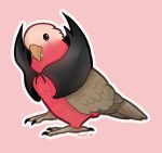  ambiguous_gender avian beak bird brown_body brown_feathers cockatoo fangs feathers feral galah merue parrot red_eyes solo vampire 