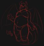  anthro black_and_red coonfur dragon drawing figure_drawing figurine hi_res male markosthedragon monochrome overweight overweight_anthro overweight_male practice sketch sketchy solo taur 