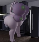  3d_(artwork) 4_breasts anthro big_breasts breast_expansion breasts butt butt_expansion clothing darkdraketom digital_media_(artwork) expansion female goodra green_nipples huge_breasts kitchen milk_carton multi_breast nintendo nipples panties pink_clothing pink_panties pink_underwear pok&eacute;mon pok&eacute;mon_(species) purple_body solo thick_thighs underwear video_games 