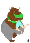  &lt;3 anthro bangabear belly big_breasts boxers_(clothing) breast_smother breasts canid canine canis claws clothing colored_sketch devin_d_parlett digital_media_(artwork) domestic_dog female hug human humanoid kenny lifted male male/female mammal molosser mountain_dog newfoundland_dog overweight pink_tongue shirt smothering sweatpants tank_top thick_arms thick_thighs tongue topwear underwear white_claws 