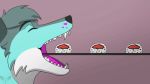 animated anthro belt canid canine canis conveyor_belt_sushi deanwolfwood eating food glutton gluttony male mammal organs scalie short_playtime solo stomach sushi wolf 