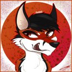  1:1 anthro black_hair black_nose brown_eyes canid canine fox fur hair japanese male mammal red_body red_fur redrick solo stripes tonge_out unknown_artist 