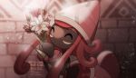  blurry closed_eyes commentary_request flower gen_7_pokemon holding holding_flower legendary_pokemon no_humans pokemon pokemon_(creature) repost_notice solo tapu_lele watermark yukifuri_tsuyu 