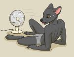  angry anthro bodily_fluids boxers_only canid canine clothing colored_nails dog_days fan_(disambiguation) fur grey_body grey_fur luna_(netuk) male mammal nails netuk solo summer sweat topless_male underwear yellow_eyes 