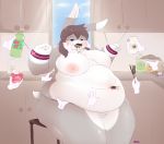  anthro bdsm belly big_belly big_breasts bra breasts butt candy chocolate clothing cookie dessert eating english_text feeding female fluffy folds food force_feeding forced genitals ghost_hands handcuffs hi_res junk_food kitchen lagomorph leporid magic_hands mammal marshmallow massage milk navel navel_piercing nipples obese obese_anthro obese_female overweight overweight_anthro overweight_female piercing pocky pocky_day pussy rabbit shackles slightly_chubby soft solo sweets text thaasteo thick_thighs underwear weight_gain 