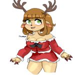 1:1 2020 absurd_res alpha_channel breasts capreoline cervid christmas christmas_clothing cleavage clothed clothing cute_expression fan_character female hi_res holidays mammal reindeer skipper_(artist) solo thick_thighs 