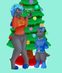  absurd_res anthro blush breasts cassandra_(momiji) christmas christmas_tree clothed clothing duo english_text female feral fur gift hair hi_res holidays male male/female momiji_werefox mother mother_and_child mother_and_son nintendo parent parent_and_child plant pok&eacute;mon pok&eacute;mon_(species) ring saturday_night_live shirt simple_background smile son sweater text text_on_clothing text_on_shirt text_on_sweater text_on_topwear topwear tree video_games xander_(momiji) zoroark zorua 