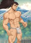  1boy abs ass bara beard black_hair bulge facial_hair flaccid fundoshi gumroad_username japanese_clothes kienbiu league_of_legends long_hair looking_at_viewer male_focus muscle navel navel_hair nipples patreon_username pectorals ponytail reward_available see-through solo stomach stubble thick_thighs thighs twitter_username underwear underwear_only yasuo_(league_of_legends) 