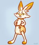  2020 ambiguous_gender anthro big_ears bottomwear clenched_fists clothing cute_expression cute_eyes cute_face diaper fist fluffy fluffy_tail fur hi_res hindpaw lagomorph leporid long_ears looking_at_viewer mammal nintendo orange_body orange_eyes orange_fur padding paws pok&eacute;mon pok&eacute;mon_(species) qoat relaxing scorbunny scut_tail simple_background smile smiling_at_viewer solo standing standing_position touching_diaper video_games white_body white_fur yellow_body yellow_fur 