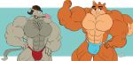  abs anthro biceps big_muscles bottomwear caseyljones chipmunk clothed clothing domestic_ferret duo fur ground_squirrel hair huge_muscles looking_at_viewer male male/male mammal muscular muscular_anthro muscular_male mustela mustelid musteline paddy_paterson pose rodent scaredy_squirrel scaredy_squirrel_(character) sciurid topless 