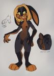  anthro backsack balls biped blonde_hair breasts buckteeth floppy_ears genitals gynomorph hair hi_res intersex lagomorph leporid lop_ears mammal navel nipples paws penis rabbit solo teeth zazush-una zazush_(zazush-una) 