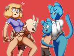  anthro anthro_on_anthro assisted_exposure bottomwear bovid breasts caprine cartoon_network chi_chi chi_chi&#039;s_mom clothed clothing clothing_lift d-rock domestic_cat drockdraw felid feline felis female fully_clothed genitals goat group gumball_watterson horn implied_incest male mammal mature_female mother mother_and_child mother_and_son nicole_watterson no_underwear oddrich parent parent_and_child presenting presenting_partner presenting_pussy pubes pussy shirt shorts simple_background skirt skirt_lift smile son tan_background the_amazing_world_of_gumball topwear young 