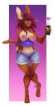  &lt;3 2019 alcohol anklet anthro areola beverage big_breasts blue_eyes bottle bottomwear breasts bubble clothed clothing curvy_figure cutoffs denim denim_clothing detailed digital_media_(artwork) digitigrade drunk ear_tuft english_text eyelashes f-ss female fur gradient_background grin hair hi_res holding_object hourglass_figure jewelry lagomorph leporid long_ears long_hair looking_at_viewer mammal midriff multicolored_body multicolored_fur navel nipples partially_clothed pinup pose presenting presenting_breasts rabbit red_hair sabrina_holtz scut_tail shirt shorts simple_background skimpy smile solo standing substance_intoxication tail_tuft tank_top teeth text thick_thighs topless topwear tuft two_tone_body two_tone_fur umbrella undressing wide_hips 
