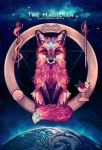  ambiguous_gender blue_eyes canid canine card earth feral fox fur goblet magic_staff major_arcana mammal melee_weapon orange_body orange_fur pentagram solo space star sword sylvia_ritter tarot_card the_magician_(tarot) weapon whiskers 