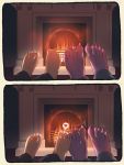  &lt;3 5_toes anthro barefoot bodily_fluids bottomwear clothed clothing comic deltarune dinosaur dragon duo feet female fire fireplace first_person_view foot_fetish foot_play footsie hi_res human human_on_anthro human_on_humanoid humanoid inside interspecies kris_(deltarune) male male/female mammal nails nervous nervous_sweat pants purple_body purple_skin reptile romantic_ambiance romantic_couple scalie sharp_nails sharp_toenails size_difference sskomu_(artist) susie_(deltarune) sweat toenails toes two_panel_image video_games 