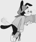  ambiguous_gender animaniacs anthro bottomless clothed clothing footwear hat headgear headwear high_heels leg_humping male male/ambiguous mammal monochrome pubby shoes solo_focus wakko_warner warner_brothers 
