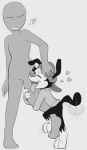  &lt;3 ambiguous_gender animaniacs anon anthro bottomless clothed clothing duo eyes_closed hat headgear headwear hi_res humanoid leg_hug leg_humping looking_pleasured male male/ambiguous monochrome pubby tongue tongue_out wakko_warner warner_brothers 