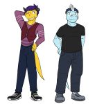  anthro bottomwear clothed clothing dragon duo footwear fully_clothed fuze hi_res horn male pants scalie shirt shoes simple_background t-shirt topwear vest white_background 