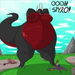  1:1 activision anthro belly big_belly big_breasts big_butt breasts butt cynder dragon ember_(spyro) female hi_res hyper hyper_belly male overweight overweight_female shinysteel spyro spyro_the_dragon video_games 