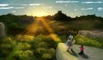  accordian amazing_background avian breath_of_the_wild castle cliff clothed clothing crownedvictory detailed_background duo hair hi_res kass_(tloz) lagomorph male male/male mammal mountain nintendo pink_hair plant tagme the_legend_of_zelda tree video_games 