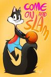  anthro basketball bottomwear clothing domestic_cat felid feline felis female jersey looney_tunes mammal penelope_pussycat_(looney_tunes) shorts smile solo space_jam text vaporotem warner_brothers 