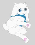  absurd_res anthro big_ears blue_eyes bottomless butt cave_story clothed clothing female fluffy fluffy_tail fur fur_tuft genitals hi_res lagomorph leg_grab lying mammal mimiga on_side partially_clothed pawpads pussy scar simple_background solo spreading sue_sakamoto sweater thigh_grab topwear tuft valkireon video_games white_body white_fur 